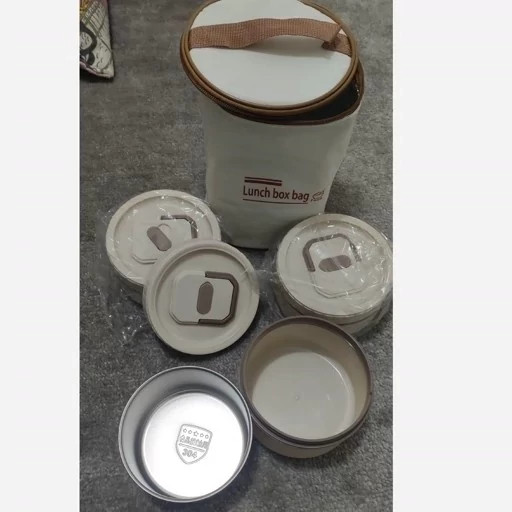 ست ظرف غذا و لانچ باکس 3 عددی کیف دار