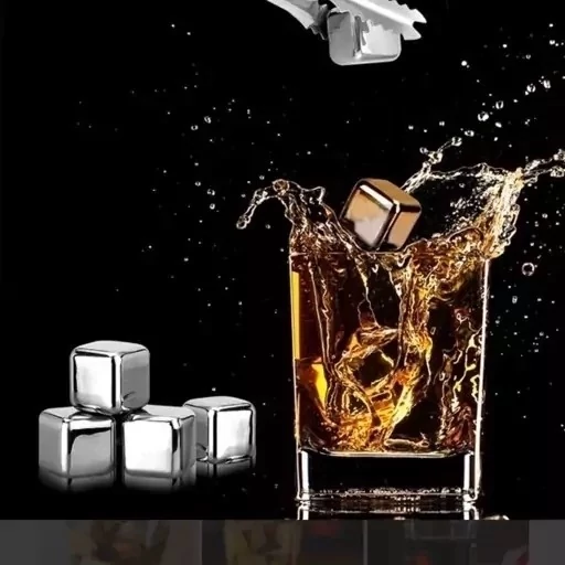 قالب یخ استیل خنک کننده نوشیدنی ضدزنگ و دارای ماده مخصوص خنک کننده 8 عددی با انبر مخصوص یخ فلزی دائمی