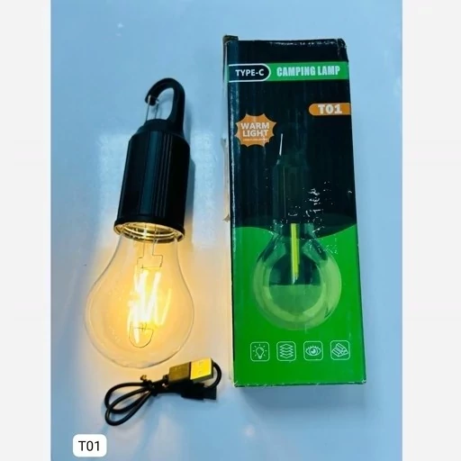 لامپ شارژی کمپینگ فیلامنتی قلاب دار مدل CAMPING LAMP HK-169