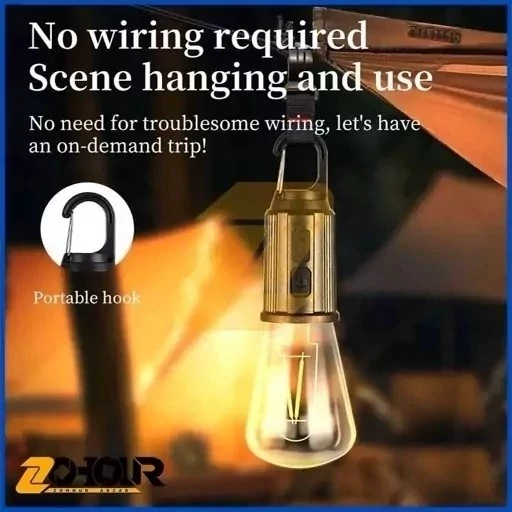 لامپ شارژی کمپینگ فیلامنتی قلاب دار مدل CAMPING LAMP HK-169