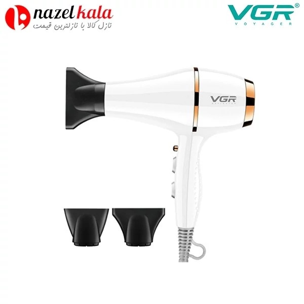 سشوار حرفه ای وی جی آر مدل V-414 با ۳ سری متمرکز کننده و باد سرد