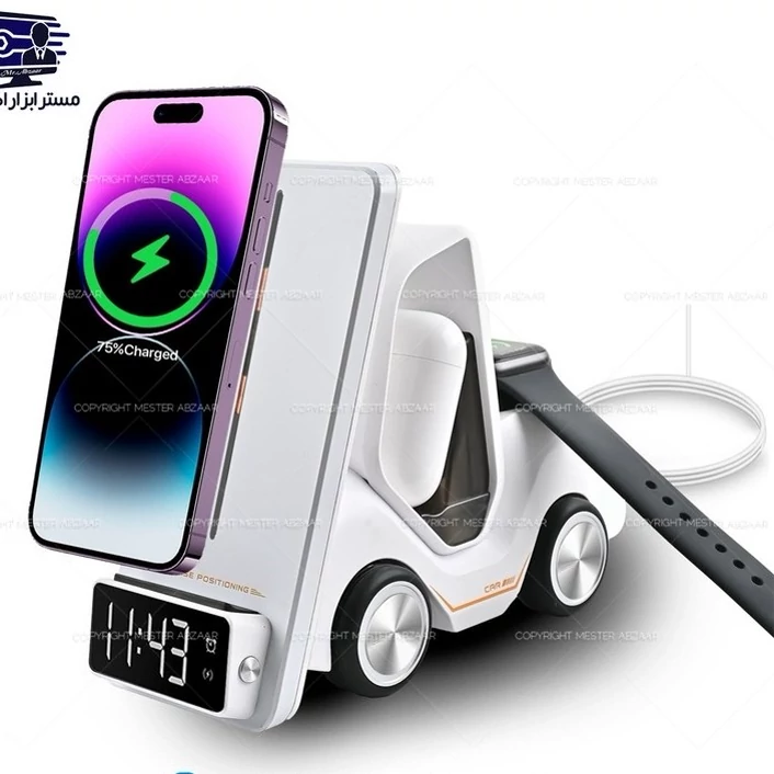 شارژر رومیزی وایرلس هوشمند بیسیم 5 کاره برند اسمارت دسکتاپ مدل SMART DESKTOP T20