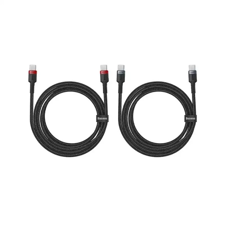 کابل شارژ Type-C to Type-C باسئوس مدل Cafule Series با طول 1 متر 100 وات (2عددی)