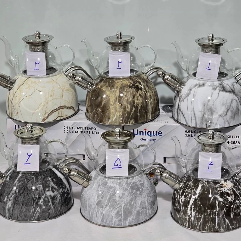 کتری قوری سوتی یونیک UNIQUE (6 رنگ) وارداتی (3 لیتر) (0.6 لیتر)