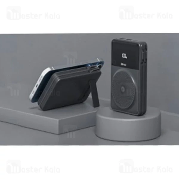 پاوربانک وایرلس 10000 مگنتی بیوا Biva BP-028 Magnetic Wireless توان 22.5 وات با کابل متصل و استند