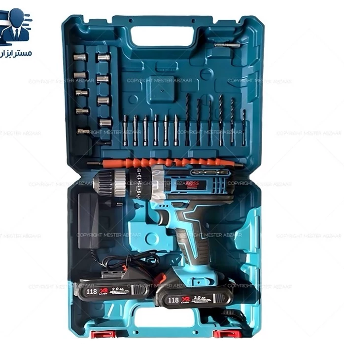 دریل پیچ گوشتی چکشی شارژی طرح ماکیتا 118 VF با لوازم کامل برند باس مدل BOSS BS123XY-5 XGT