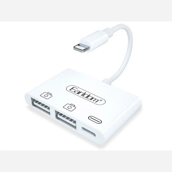 مبدل لایتنینگ به لایتنینگ و دو درگاه OTG ارلدام Earldom OT44 Lightning