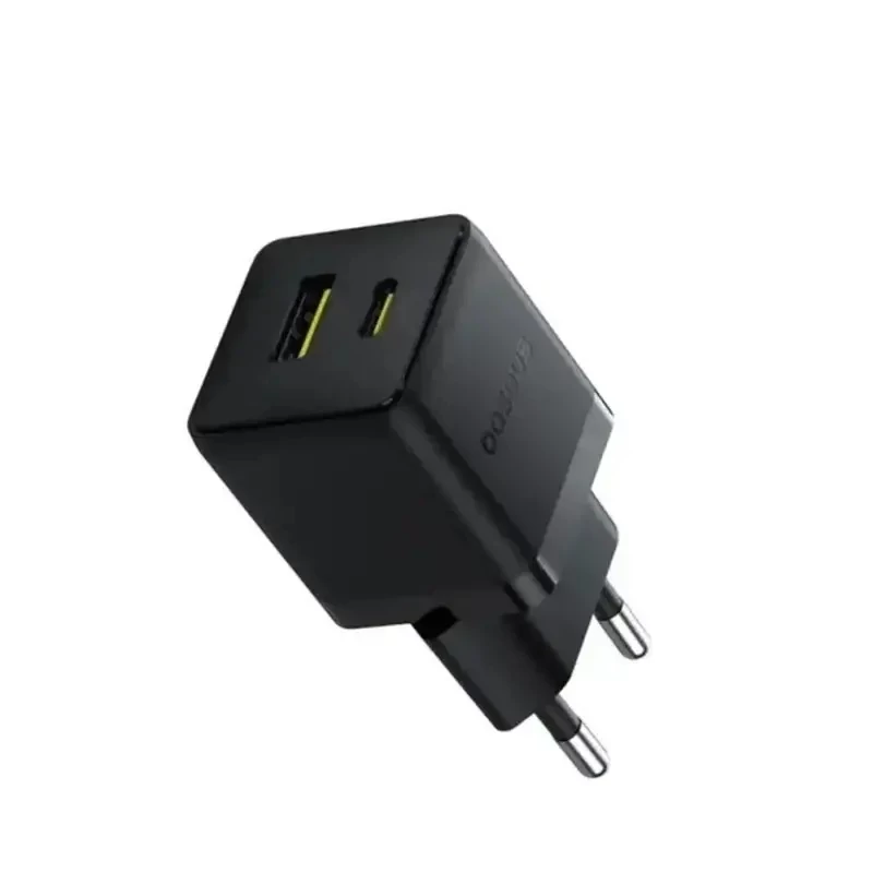 شارژر دیواری دو پورت باسئوس مدل Palm Fast Charger C+U توان 20 وات