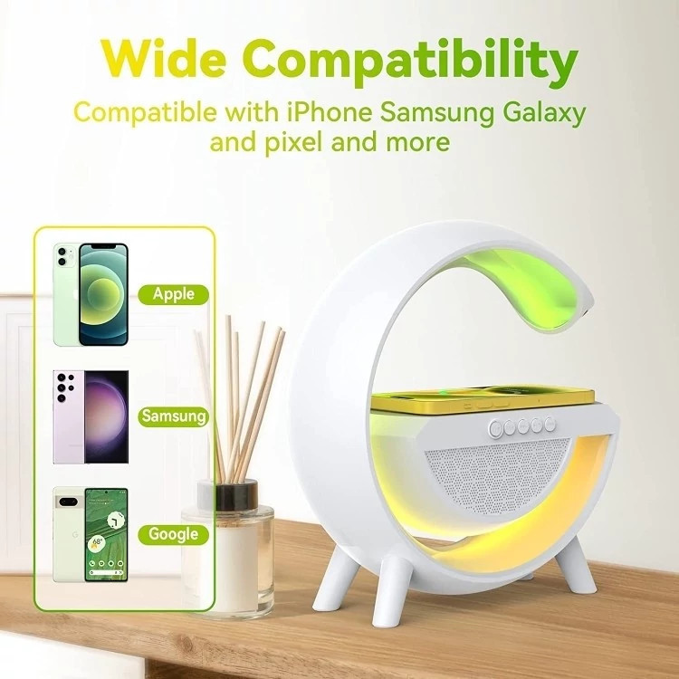 شارژر بی سیم و چراغ رومیزی اسپیکر دار BT-2301 15W BT-2301 15W wireless charger and desk lamp with