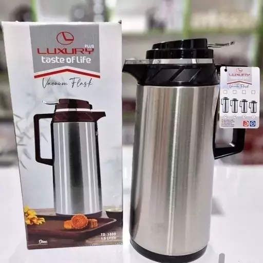 فلاسک داخل شیشه (آینه ای) لاکچری پلاس بدنه استیل 2 لیتری- کد174