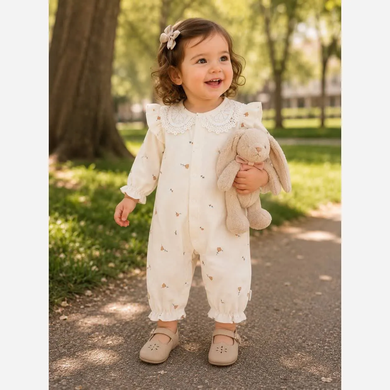 سرهمی نوزادی دخترانه طرح گل گلی جنس پنبه