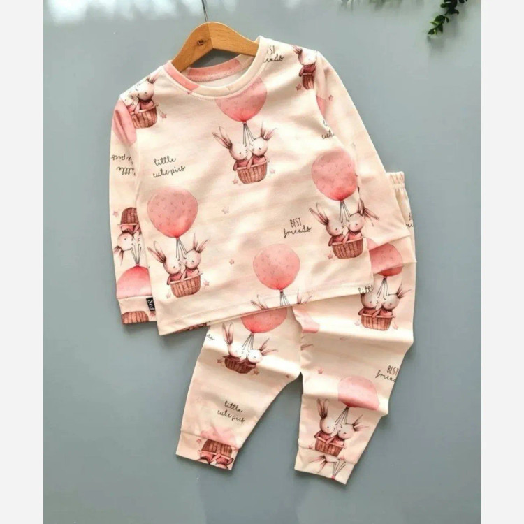 ست بلوز و شلوار راحتی طرح بالون و خرگوشها نخ و پنبه سایز 35 تا 50