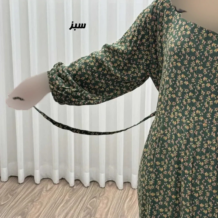 پیراهن ساحلی زنانه نخی گلریز فری سایز مناسب تا سایز 46 با کمربند