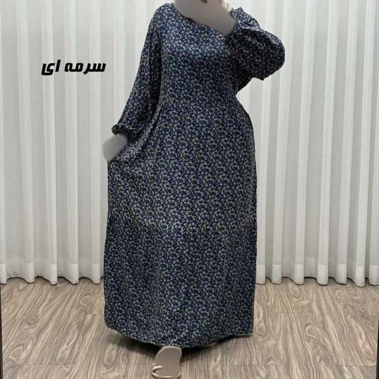 پیراهن ساحلی زنانه نخی گلریز فری سایز مناسب تا سایز 46 با کمربند