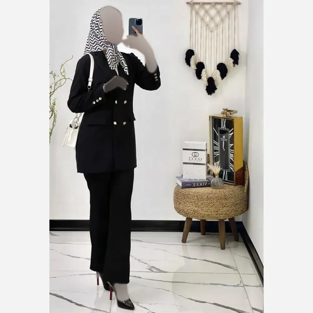 کت شلوار زنانه کرپ مازراتی مدل نگین دمپا گشاد