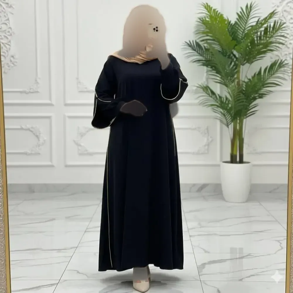 عبای ستاره مشکی جنس الیزه قد 140 سایز 38 تا 50