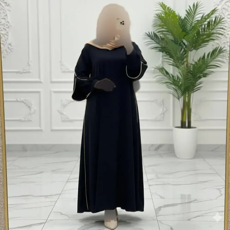 عبای ستاره مشکی جنس الیزه قد 140 سایز 38 تا 50
